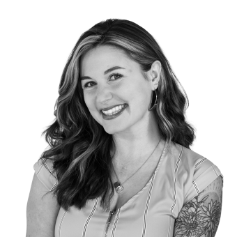 Melody's headshot in black and white