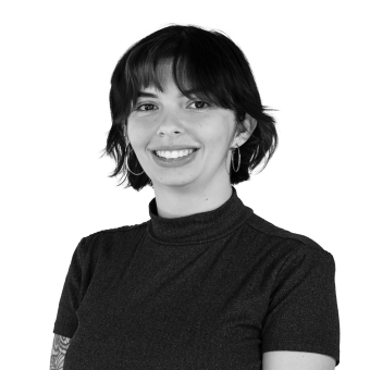 Rachael's headshot in black and white