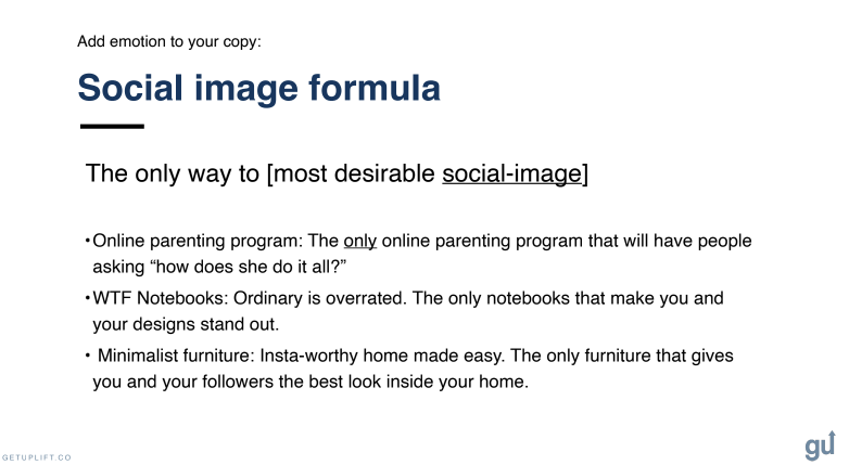 social image formula to add emotion to ad copy